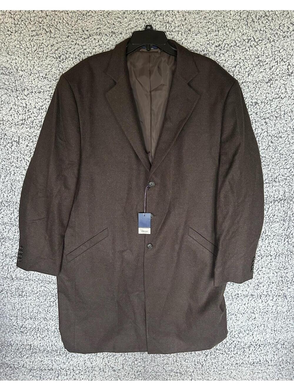 Stafford Wool Blend Men's Topcoat Coat Brown Size XXL NWT